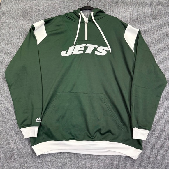 Majestic Other - Majestic New York Jets Mens 3XLT Green White Quarter Zip Hoodie Sweatshirt